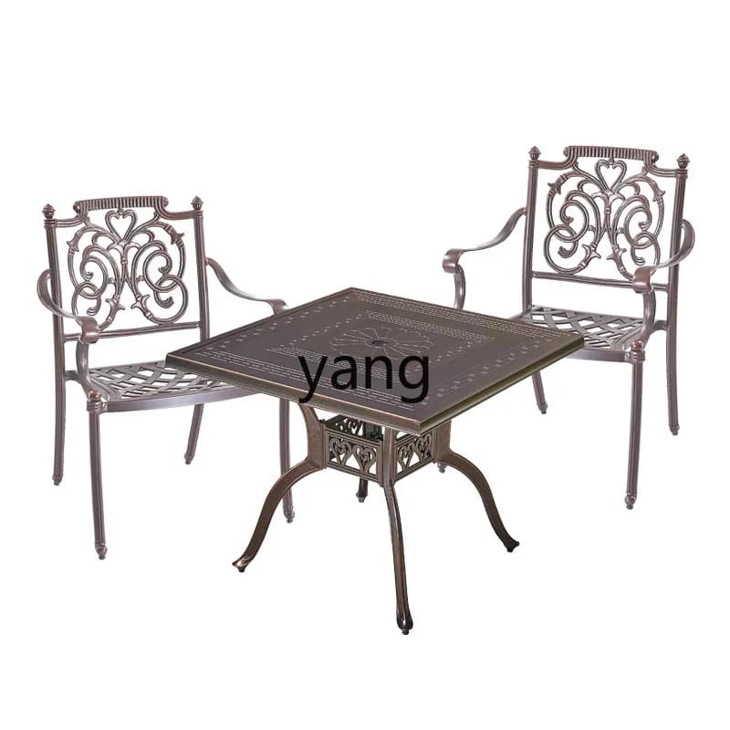 LH outdoor cast aluminum tables and chairs garden outdoor round table leisure balcony villa terrace barbecue table