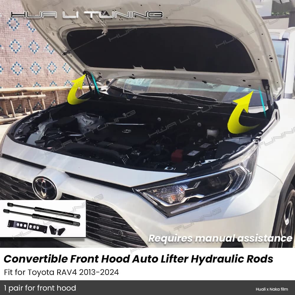 For Toyota RAV4 2013-2024 Conversion Front Engine Hood Lift Hydraulic Rods Support Lever Function Upgrade Auto Accessories