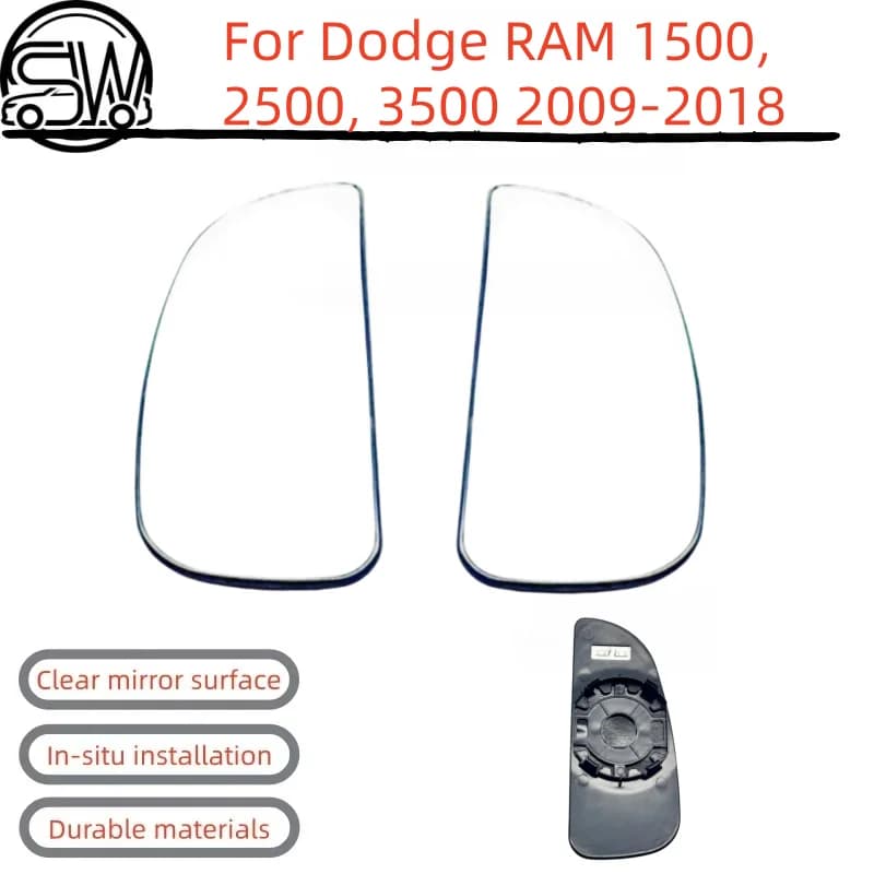 For Dodge RAM 1500, 2500, 3500 2009‑2018 Rearview Mirror Glass With Heating.