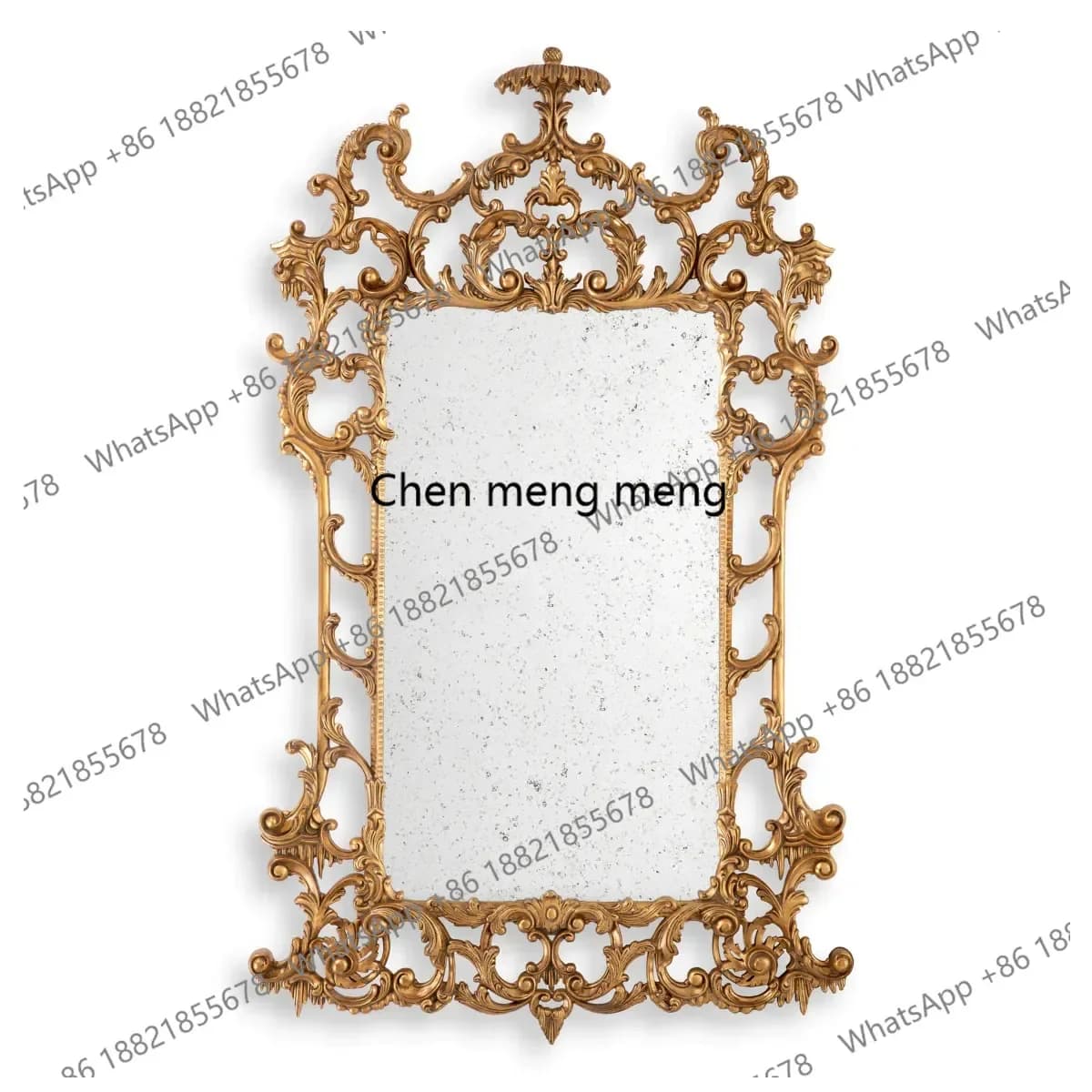 American Style Carved Decorative Vintage Fireplace Mirror Wall-Mounted Bedroom Makeup Vanity Mirror