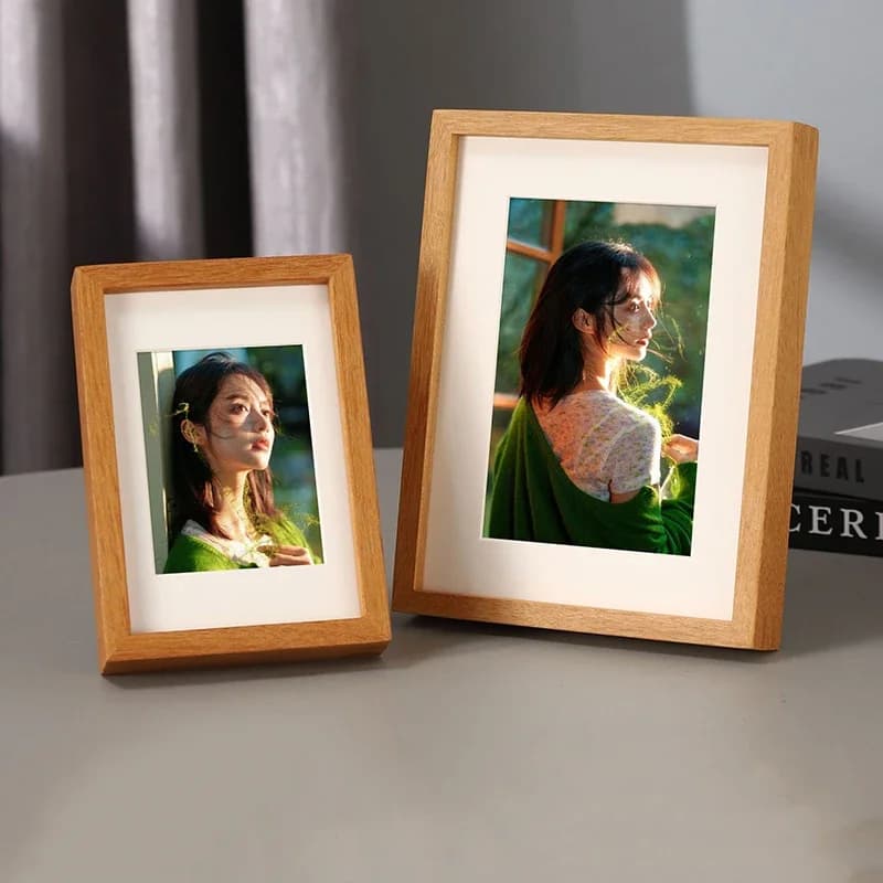 Solid Wood Photo Frame Mortise and Tenon Wooden Picture Frame With Mat & Acrylic Glass Tabletop Wall Mount  A4 Home Decor