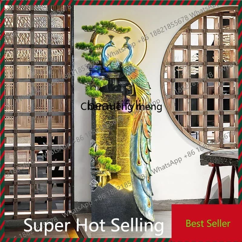 K182ZC182xzzPeacock rockery flowing water ornament curtain wall floor decoration entrance living room opening circulating water