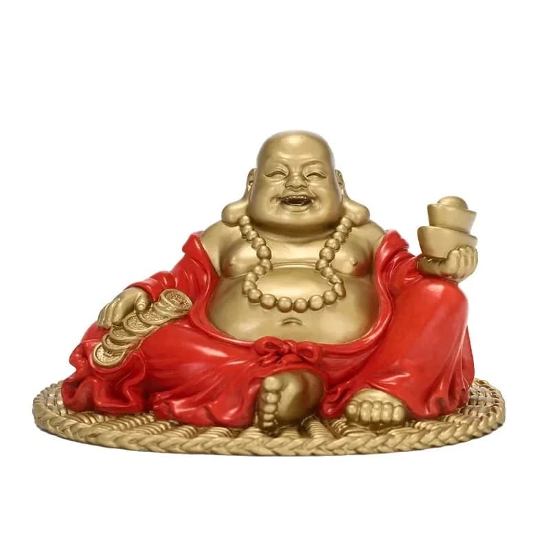 for Brass Small Maitreya Buddha Big Bellied Smiling Monk with Cloth Bag Hundred Fortunes Home Decoration Ornament Gift