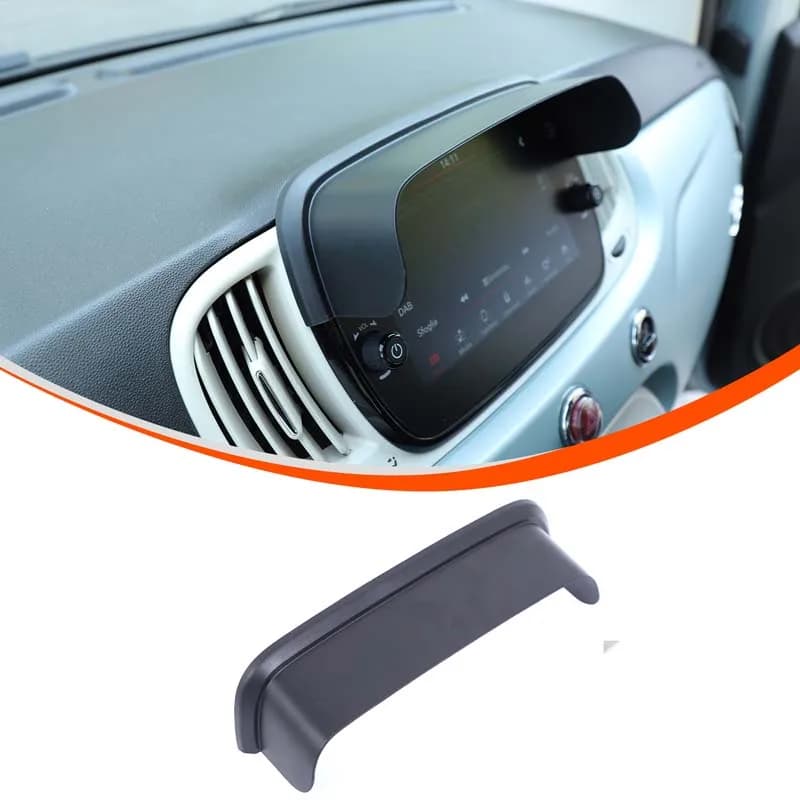 ABS Black For Fiat 500 2016-2025+Car styling Car Navigation Screen Visor Decorative Stickers Car Interior Protection Accessories
