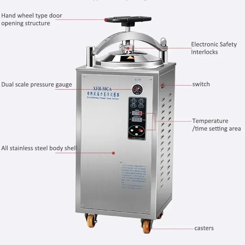 Upgrade Electric Vertical Autoclave Food Back Pressure High Temperature Sterilizer Laboratory Sterilization Pressure Steam Steri