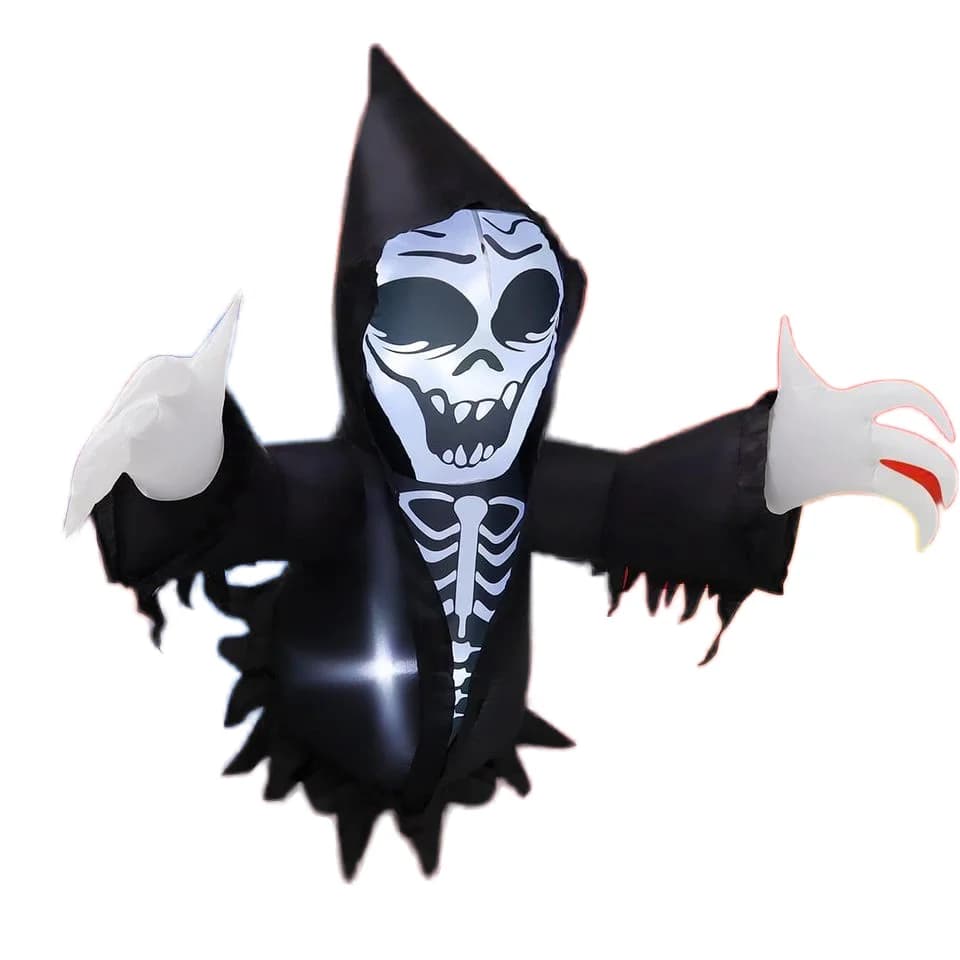 4.2 FT Halloween Inflatables Grim Reaper Broke Window Outdoor Decorations Built-in LEDs