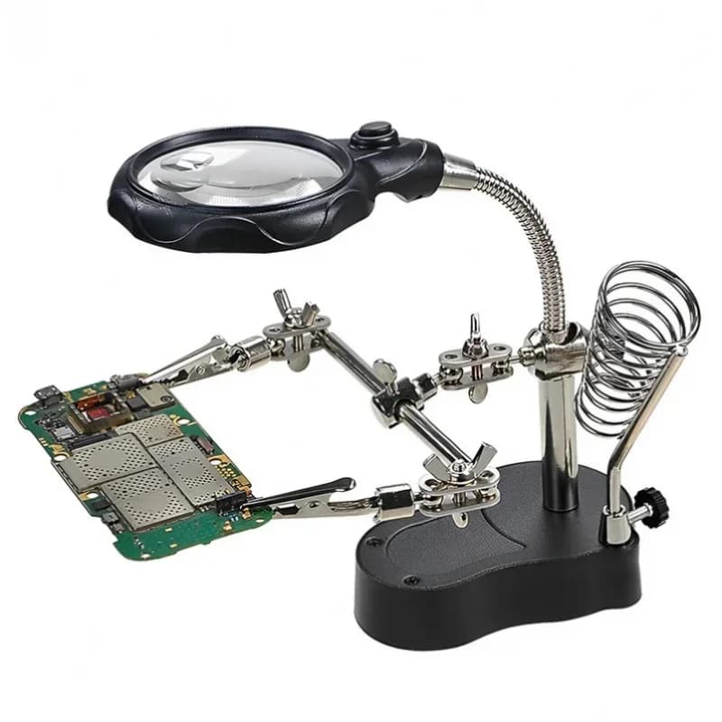 3.5X 12X Welding Magnifier Auxiliary Clip Soldering Iron Circuit Board Magnifying Glass Bracket Repair Tool