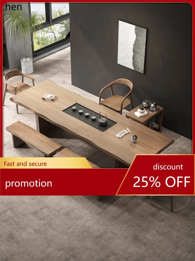 CZ1 Solid Wood Tea Table and Tray Integrated Tea Brewing Table and Chair Set for Home and Office Use