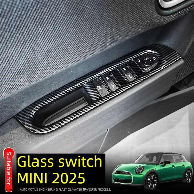 For Mini Cooper F65 F66 F67 2025 ABS Carbon fiber Window Switch Panel Adjust Cover Trim Stickers Garnish Decoration Styling