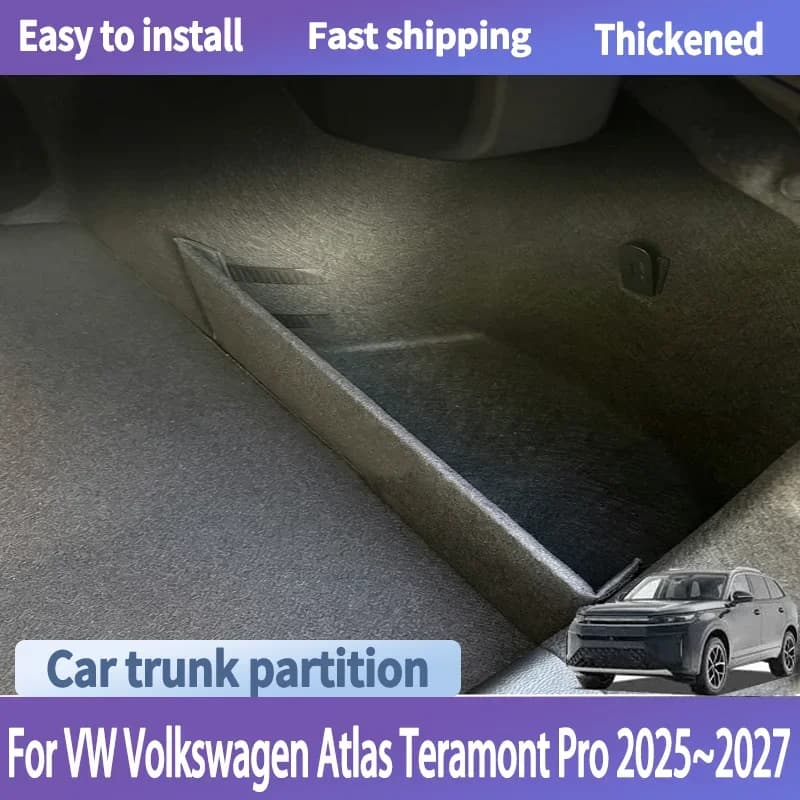 For VW Volkswagen Atlas Teramont Pro 2025~2027 Car Upgrade Trunk Storage Partition Multifunction Storage Box Auto Interior