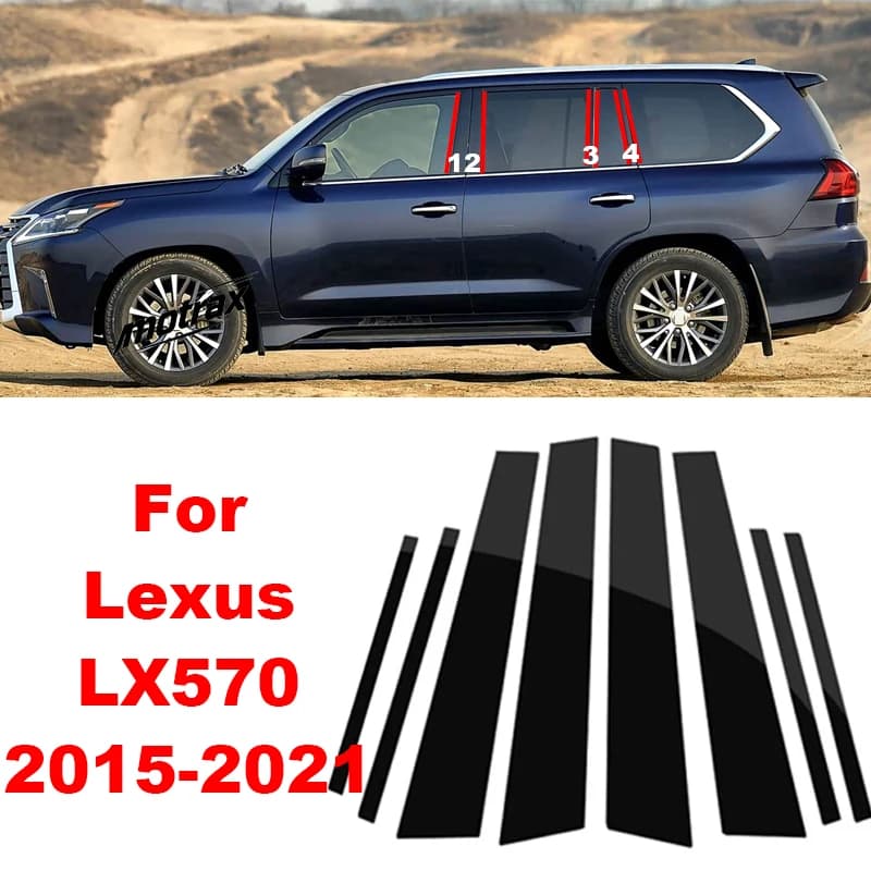 Car PC Pillar Posts Door Window Trim BC Column Sticker Cover Decoration Accessories for Lexus LX LX570 2015 2016 2017-2021