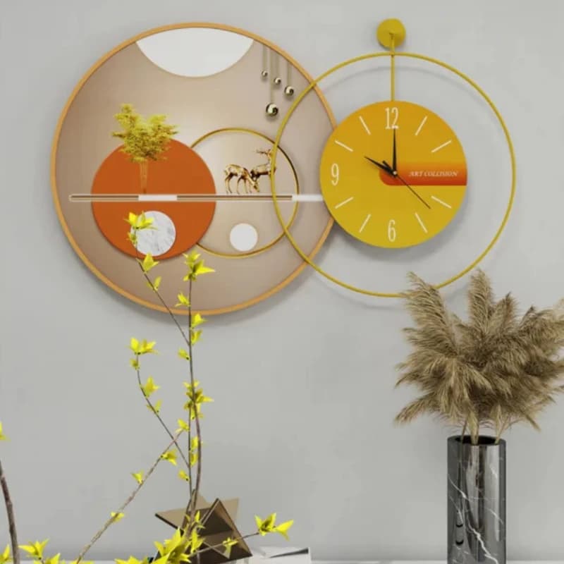 Modern Luxury Circular Wall Clock High-End Art Mural for Kitchen Dining Room Decorative Hanging Clock as Background Design