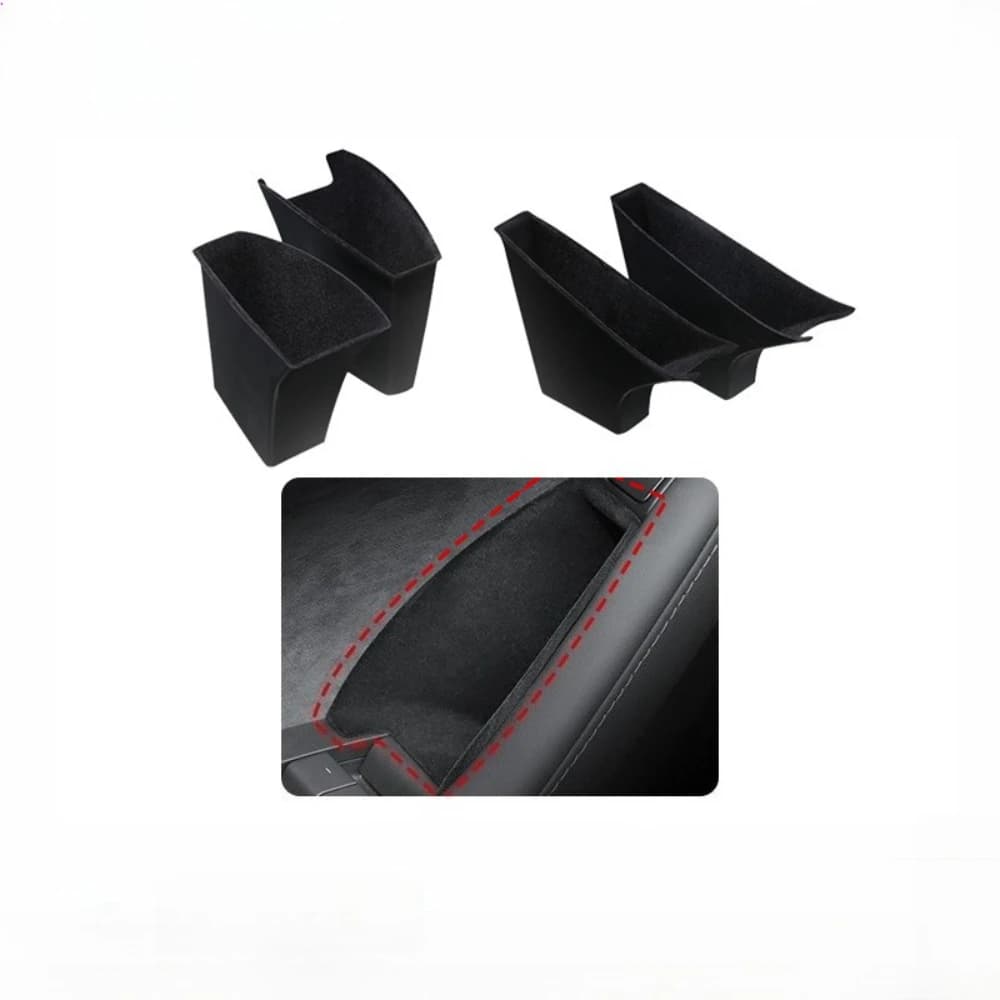 Car Side Door Handle Storage Box ABS/Flock Tray For Tesla Model Y Juniper 2025-2026 Organizer Container Accessories Tidying