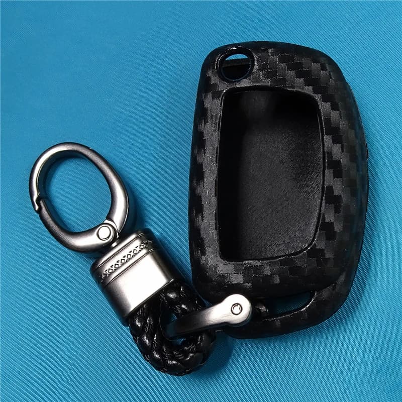Carbon Fiber Silicone Car Key Case Cover For Hyundai Creta I10 I20 Tucson Elantra Santa Fe 3 Button Remote Flip Fob Cover