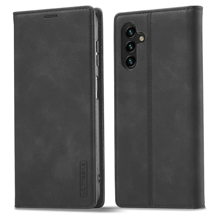 LC.IMEEKE For Samsung Galaxy S25+ Case Wallet Microfiber Leather Phone Cover - Black