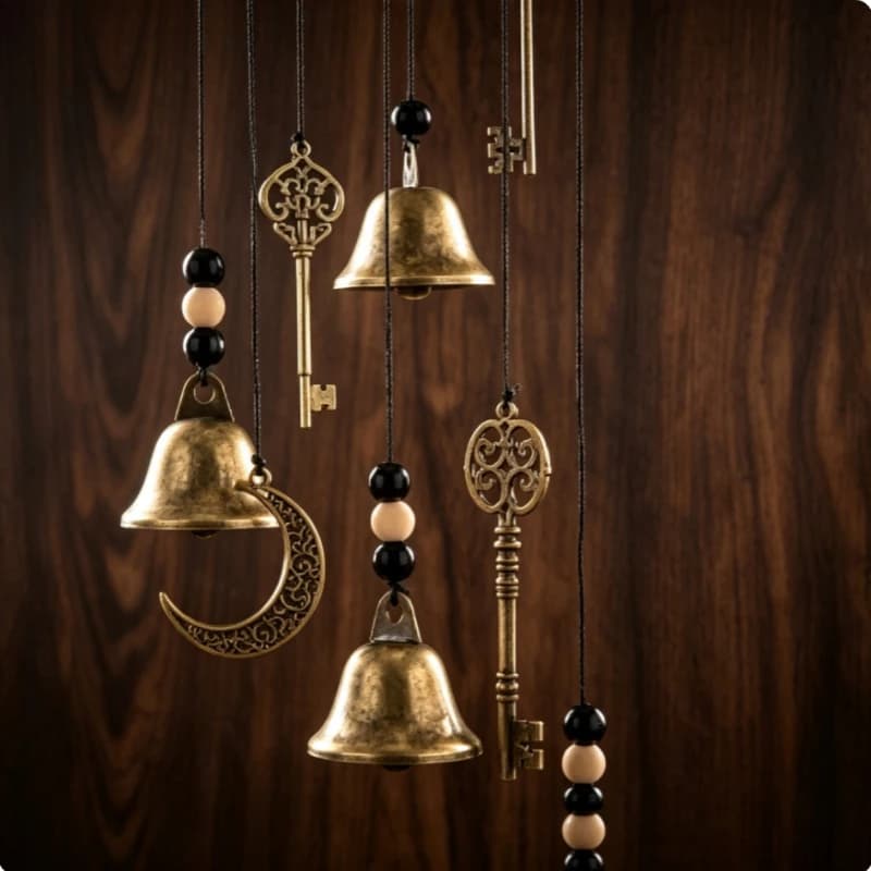 2026 Handmade Woven Bell Witch Magic Wind Chime Metal Craft Décor Ornament for Home Window Hanging Artisan Gift