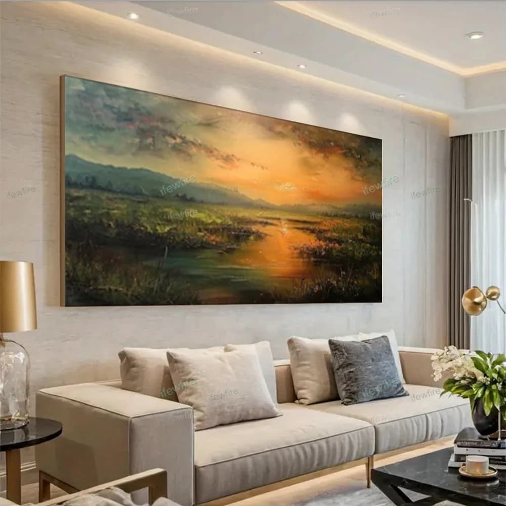 Pop Handmade Oil Painting On Canvas Art Wall Decor Picture Nordic Modern Abstract Blue Green Texture Mural For Living Room Porch