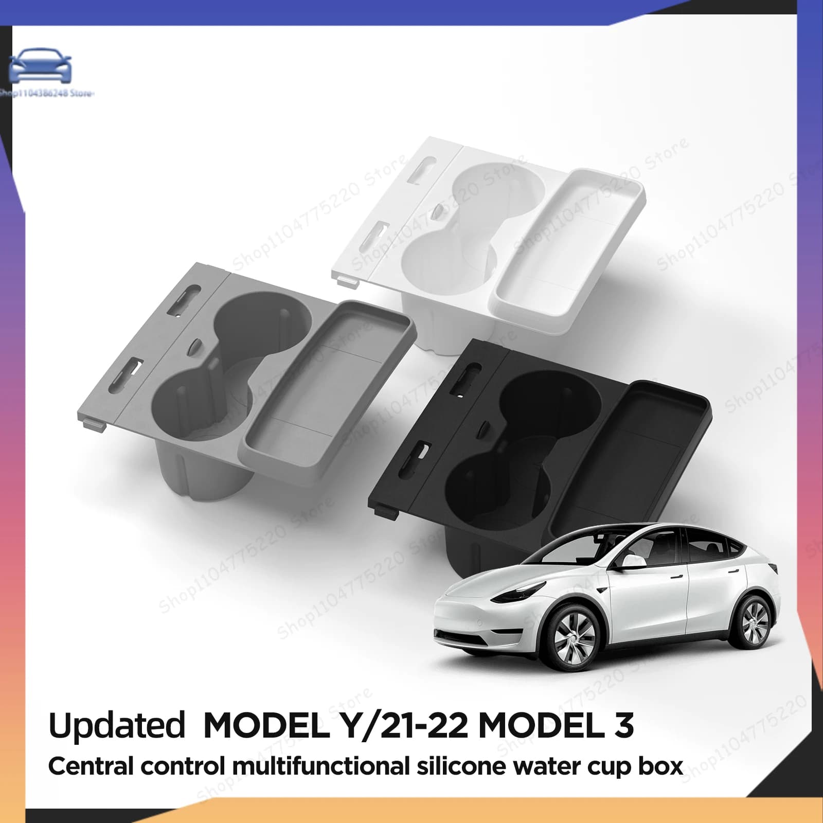 Central Control Storage Box Cup Holder Drinks Key Card Organizer Case Car Accessories For Tesla Model Y/3