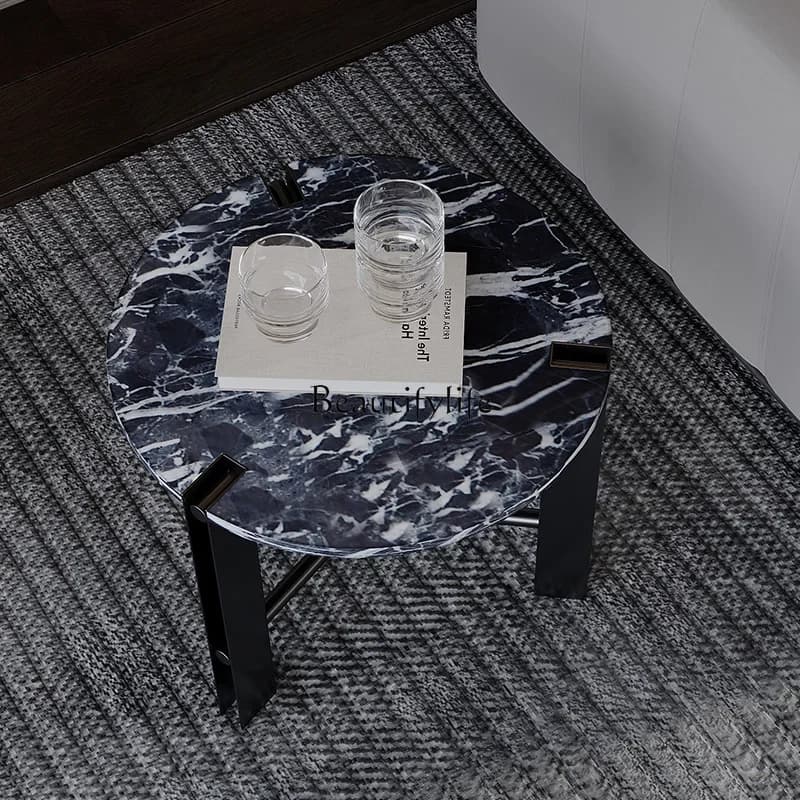 FGItalian minimalist round combination coffee table side table, modern light luxury marble small corner table