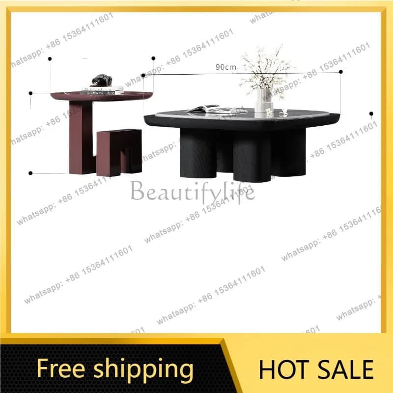 YJ Italian natural luxury stone square coffee table living room table modern simple creative high-end coffee table combination