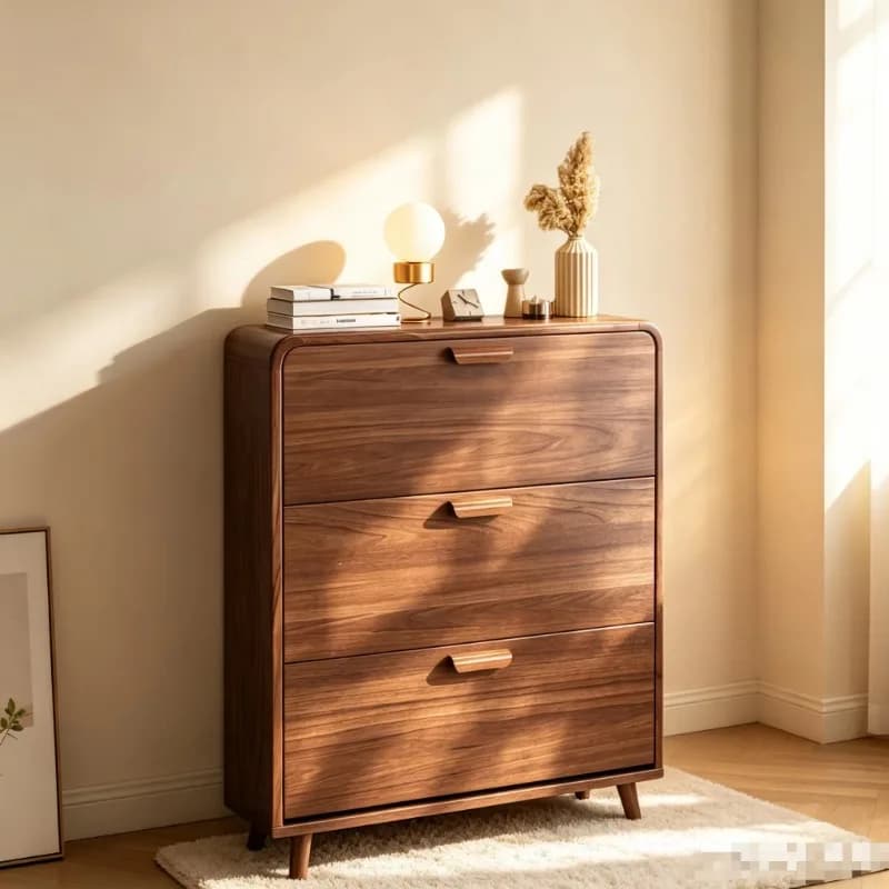 Ultra-thin clamshell wooden shoe cabinet, slim design,  suitable for narrow entrance space