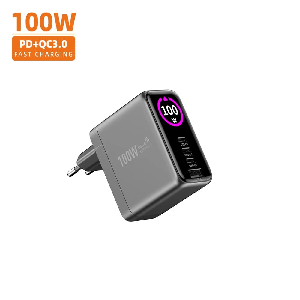 100W Charger TFT Display Fast Charger for Xiaomi Laptop Tablet Charger 65W PD Charger With USB Phone Charging