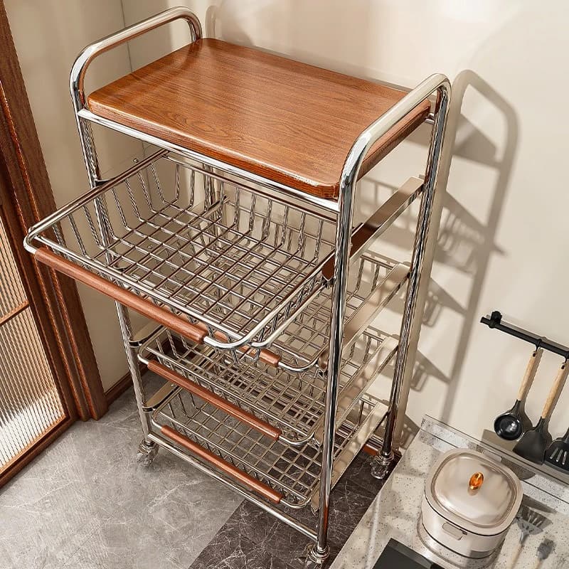 Kitchen storage rack multi-layer gap mobile vegetable basket, fruit and vegetable storage basket, vintage-style multifunctional