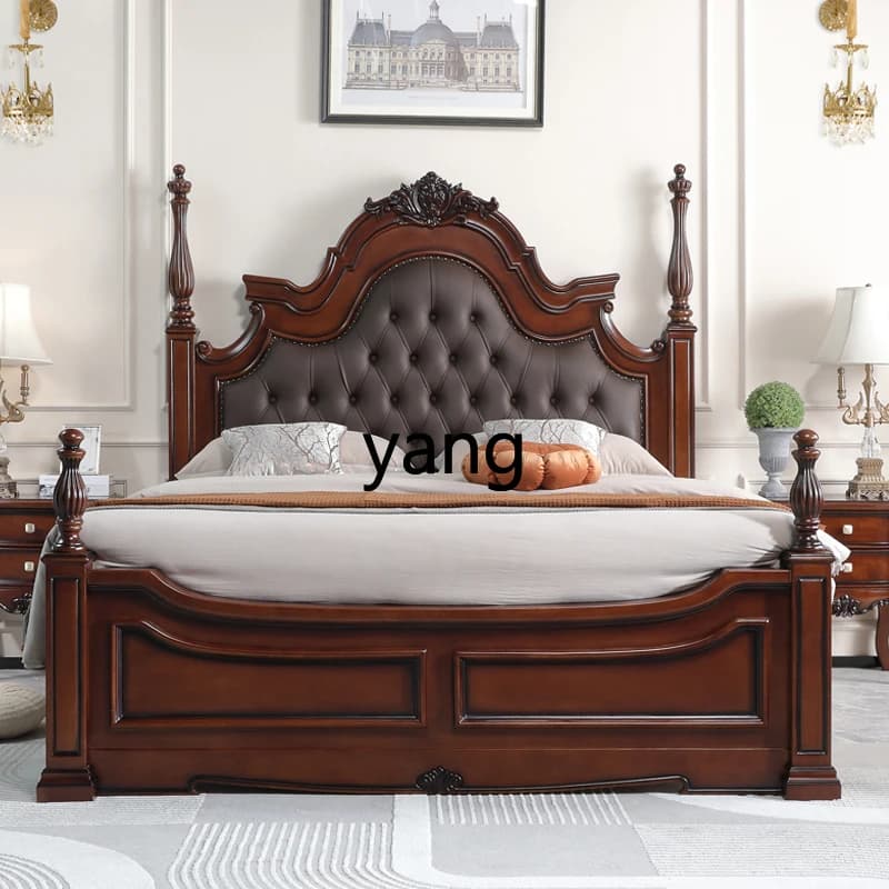 LMM retro American solid wood bed luxury superior master bedroom 1.8 meters double bed