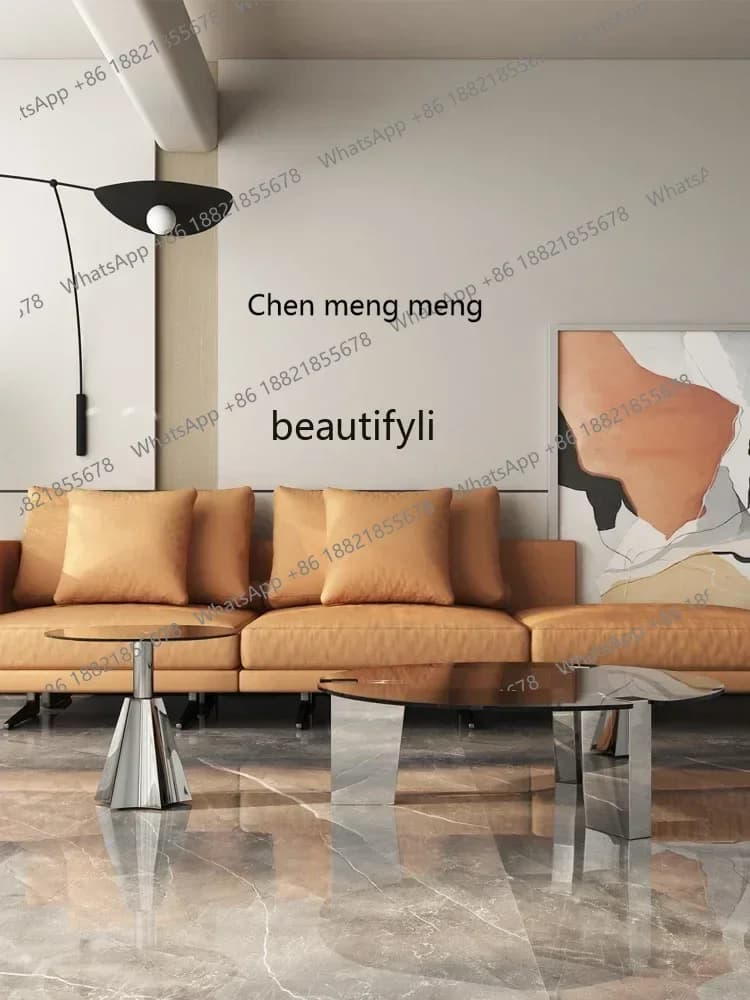 cn8350 LHY Round Tempered Glass Coffee Table Light Luxury Small Apartment Living Room Coffee Table Side Table CombinationCSS 861