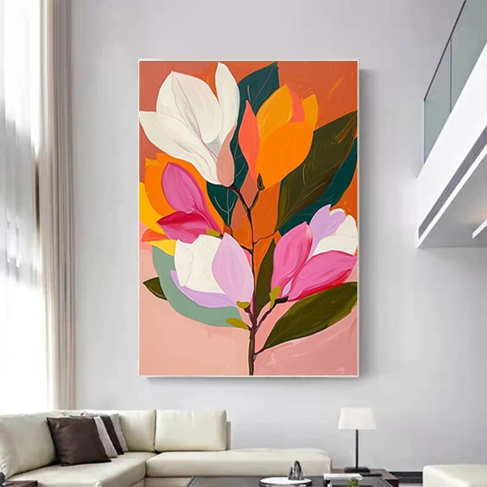 New Product Hot Sale Snow Mountain Flower Color Canvas Oil Painting Handmade Wall Drawing Decoration Art Poster In Room Pendant