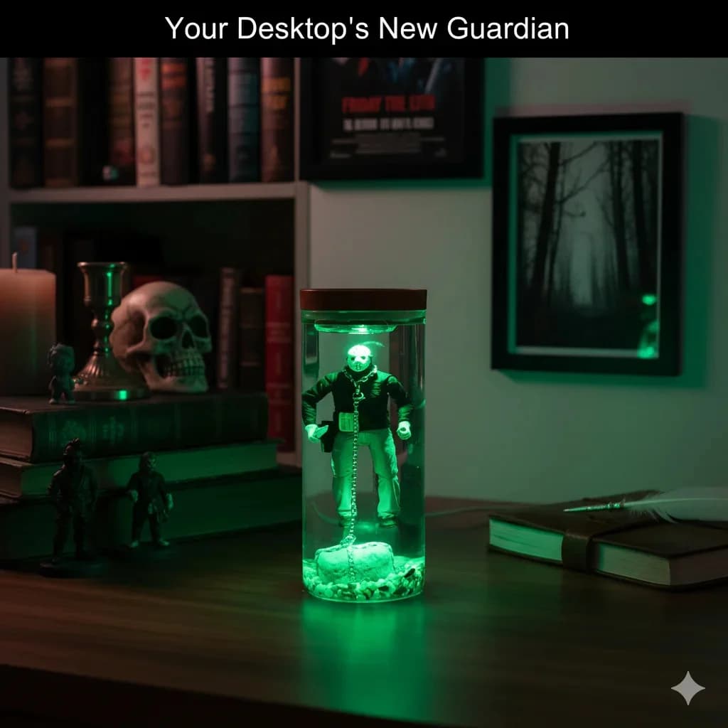 Jason Horror Theme Resin Lamp Underwater Scene LED Light Halloween Room Decor Figure Gift For Home Tabletop Ornament