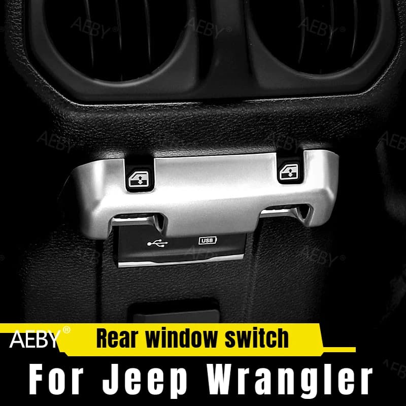 For Jeep Wrangler 2018-2024 Window control panel decorative cover,Anti-scratch ABS,Rear window switch button frame,interior