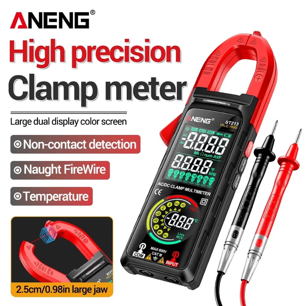 Multimeter Clamp Meter Smart Digital  DC/AC Current Reverse Screen Dual Screen Display Non-contact Detector Tools ANENG ST213