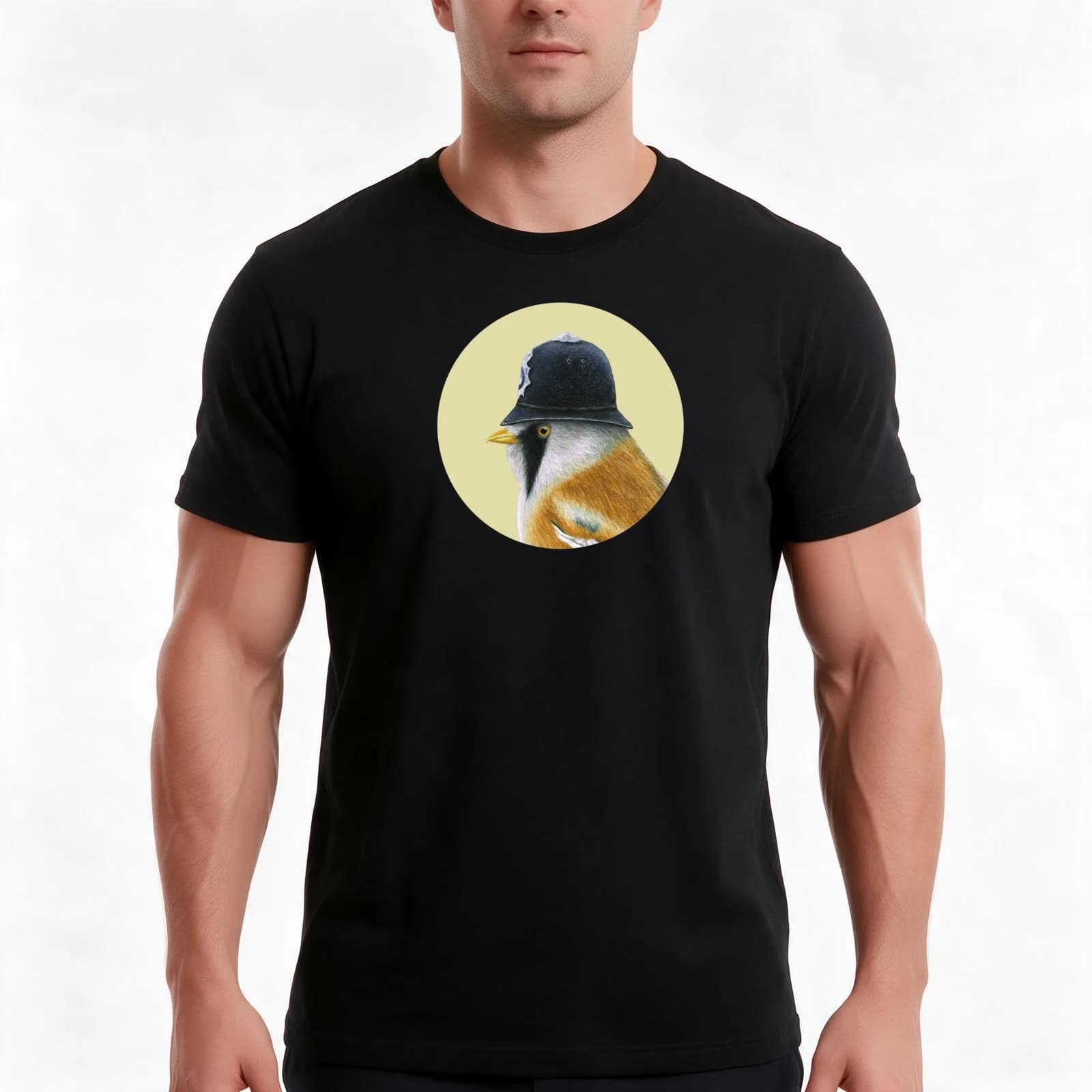 Bearded reedling T-Shirt, Summer Casual Cotton Tee, Oversized Streetwear Tops, Vintage Graphic Print, Loose Fit Short Sleeve