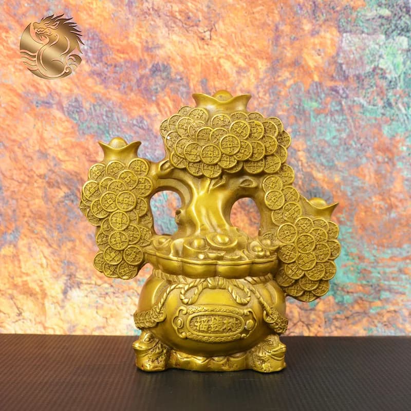All-brass ingot-shaped money tree for the office entrance, a copper ornament designed to attract wealth