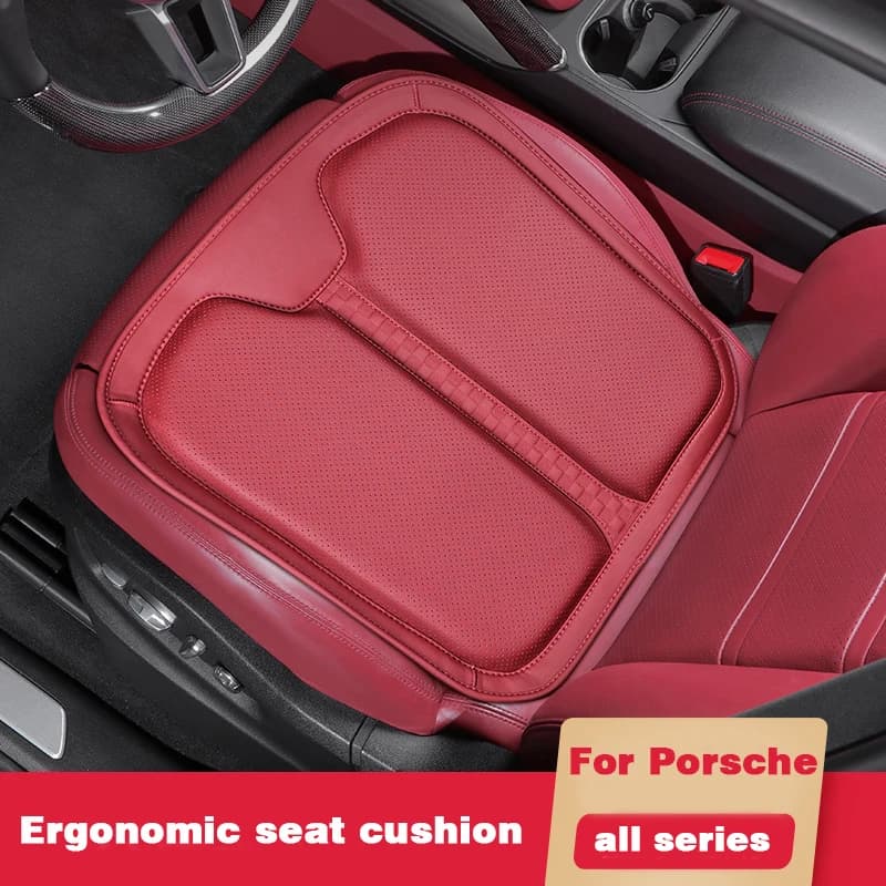 Ergonomic Seat Cushion for Porsche All Series Seat Cushion Four Seasons General Comfortable Breathable Original Leather Texture