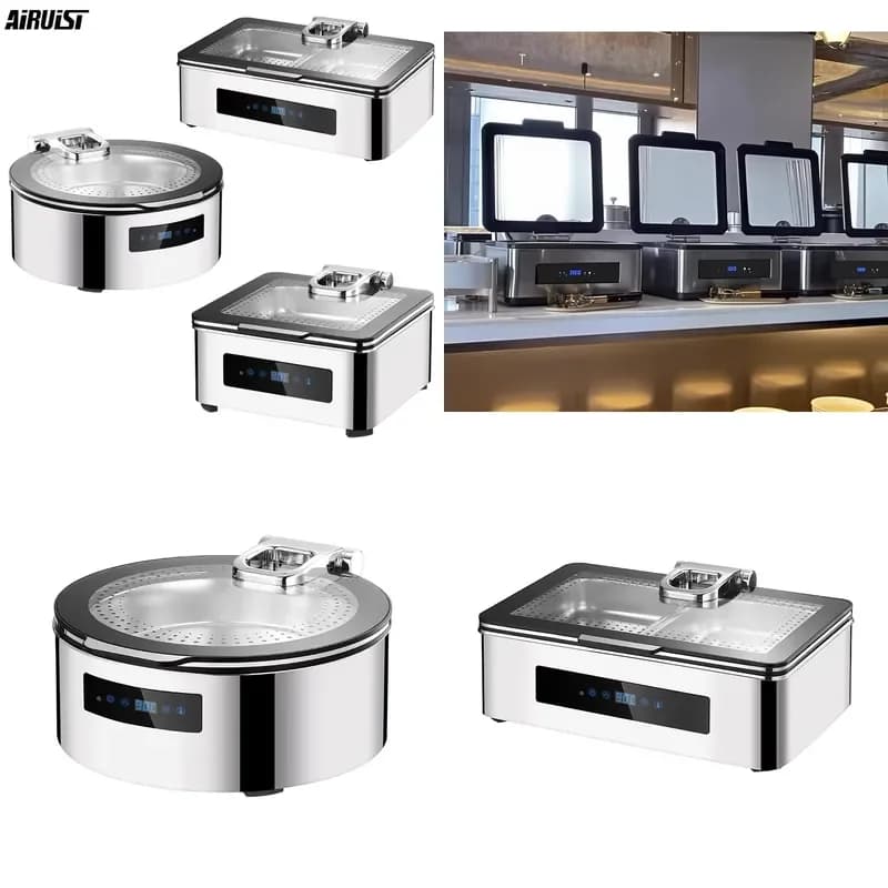 2026 Hot Airuisi Electric Heating Buffet Food Warmer 6L 9L Roll Hot Pot for Banquet Restaurant Made of Stainless