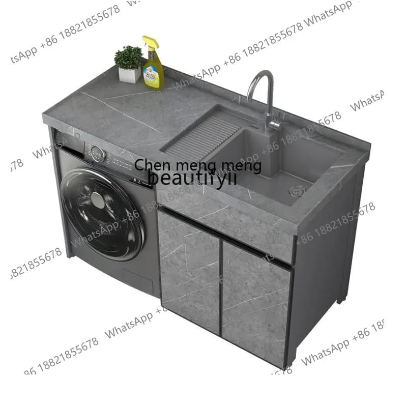 Rock slab custom space aluminum balcony washing machine cabinet combination with washboard integrated drum significant other