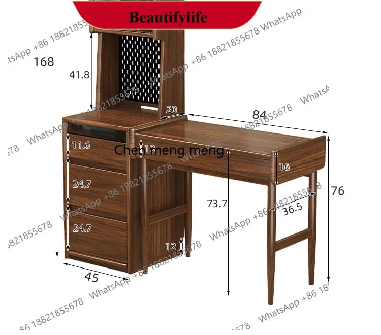 z183 Black walnut solid wood dresser, small apartment storage cabinet, makeup table, bedroom makeup cabinet