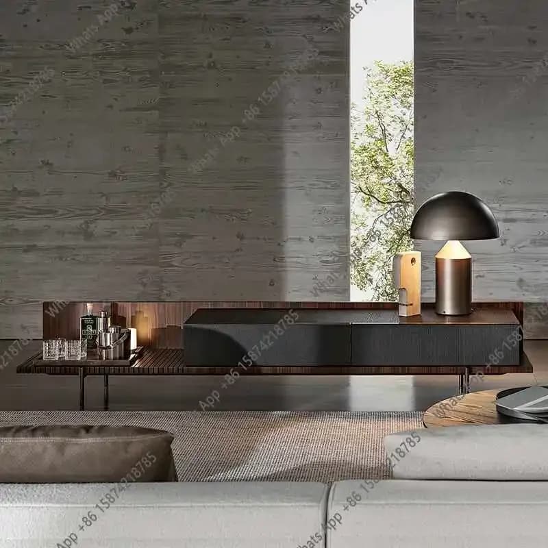 N65 Minimalist solid wood TV cabinet Modern simple side cabinet Villa high-grade stainless steel floor cabinet can be customize