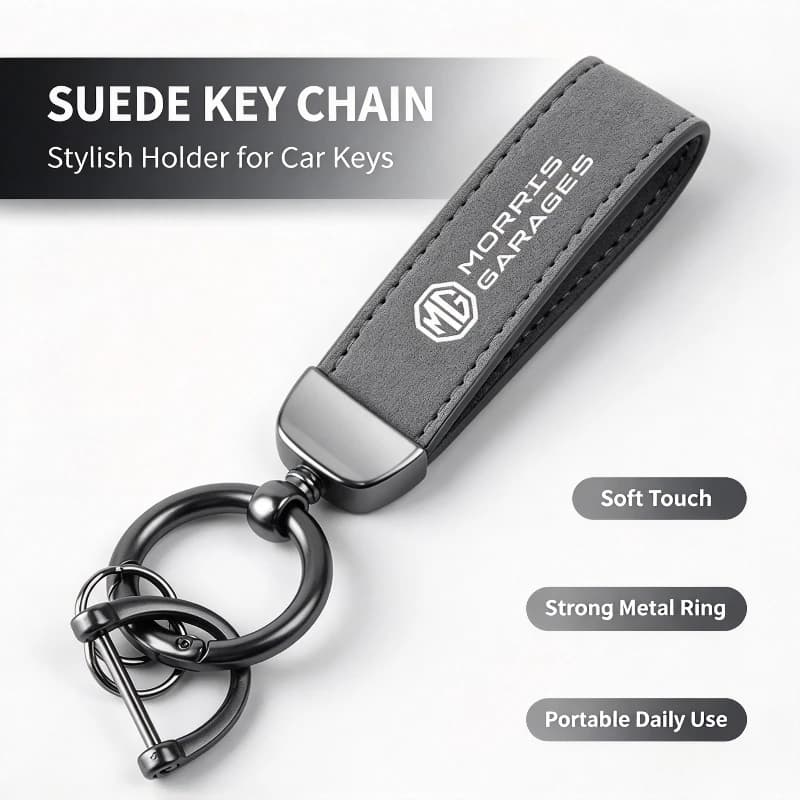 Car Leather Keychain Decorative Leather Car Lanyard Brand Logo Key Chain For MG ZS MG4 EV MG HS MG3 MG5 EV Marvel R MG ONE