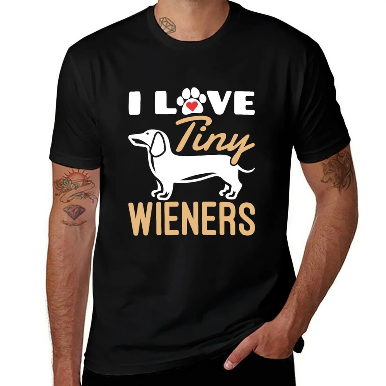 Miniature Dachshund - I Love Tiny Wieners T-Shirt Functional Casual Short Sleeve Tee T-Shirt
