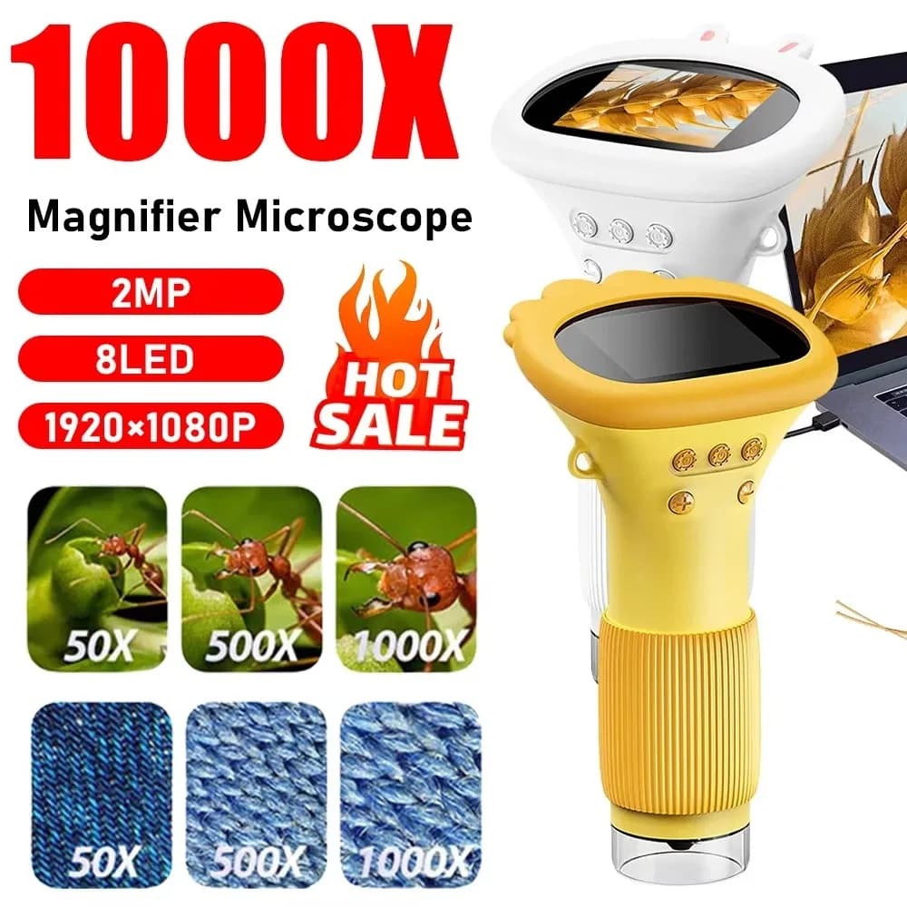 Microscope 1000x Magnifier Microscope 200 Megapixels With LED Photo Video Function Educational Toys Science