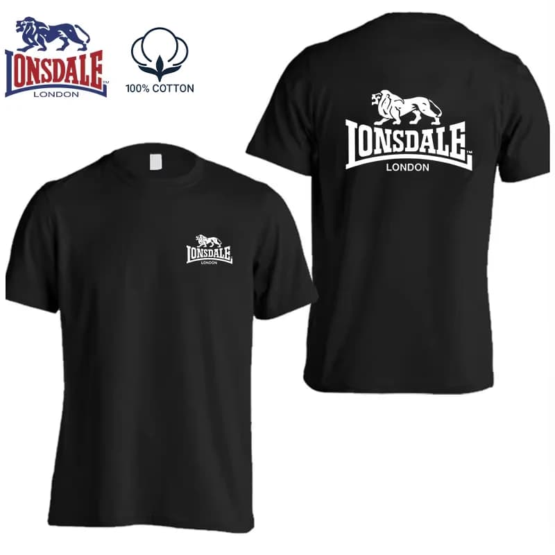 LONSDALE Logo Men's Summer Short-Sleeved T-Shirt, Women's New Fashion 100% Pure Cotton Sports Couple Top
