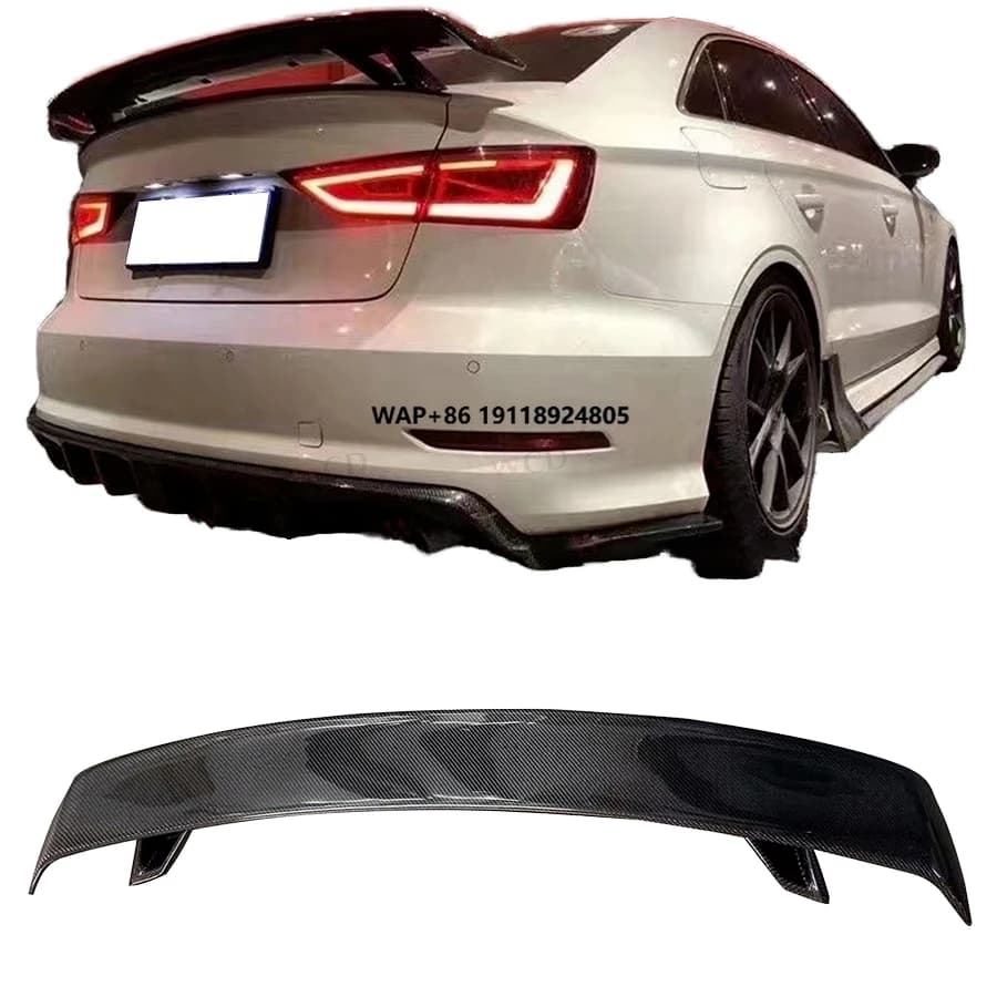 Real Carbon Fiber Rear Spoiler Universal Sedan Trunk Wing Ducktail for 2011+  TT MK2 A3 A4 A5 R8 Sedan Car Spoilers