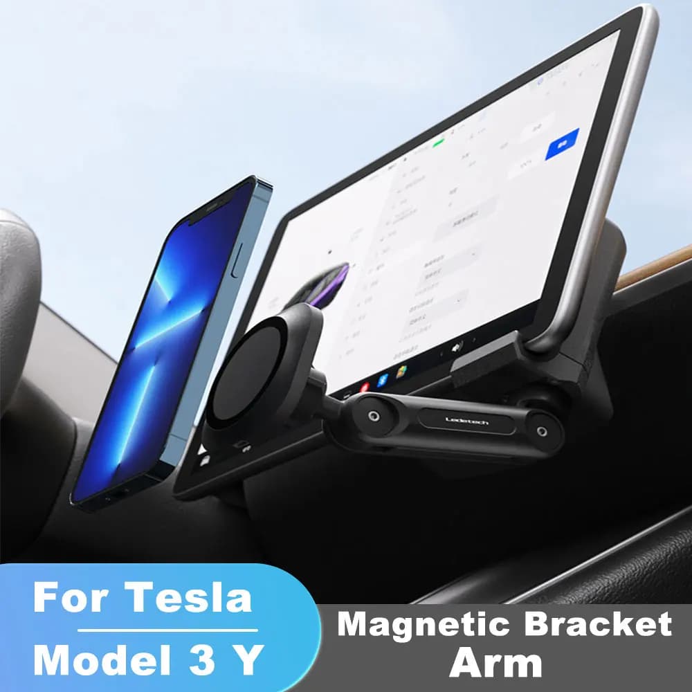 For Tesla Model 3（16-22）Y（20-24） Magnetic Car Phone Holder Mobile Stand Magnet Support Mobile Phone Holder Extension Arm