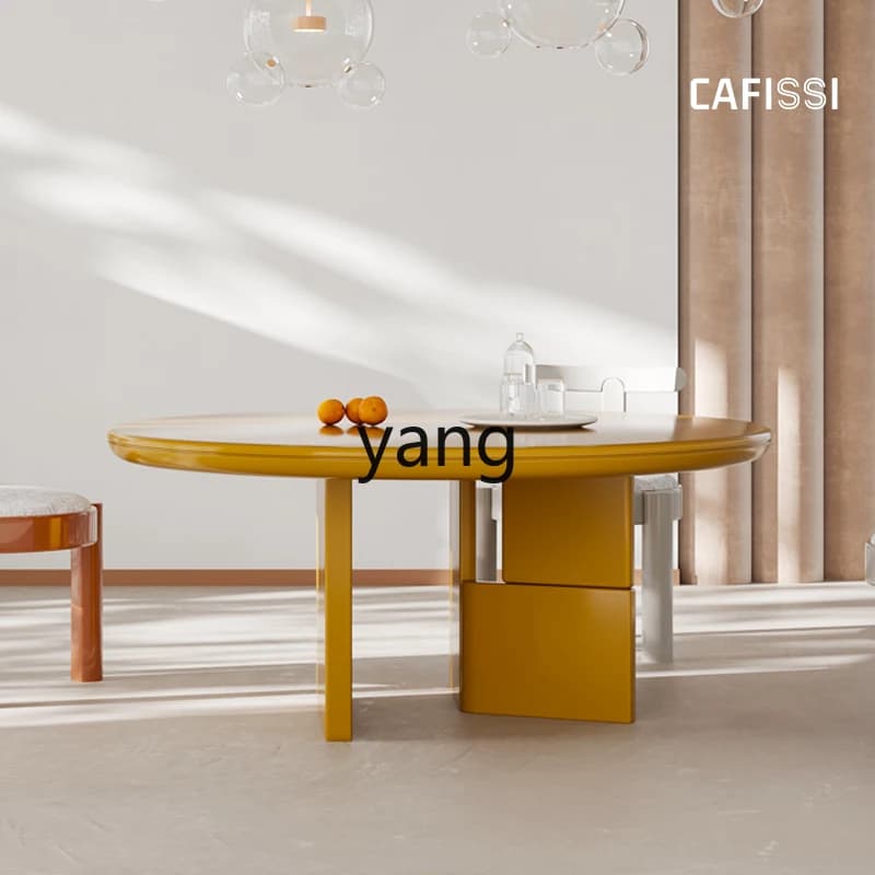 LMM minimalist dining table household modern simple light luxury round dining table