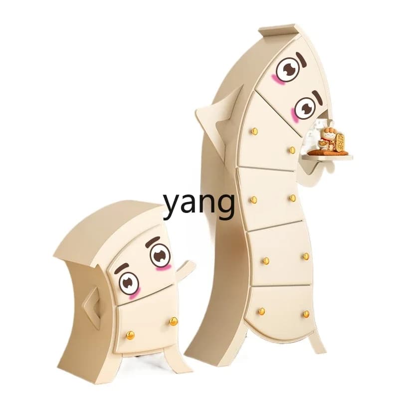 CX Solid Wood Fork Waist Chest of Drawers Cream Style Living Room Storage Locker Head Tilt Shaped