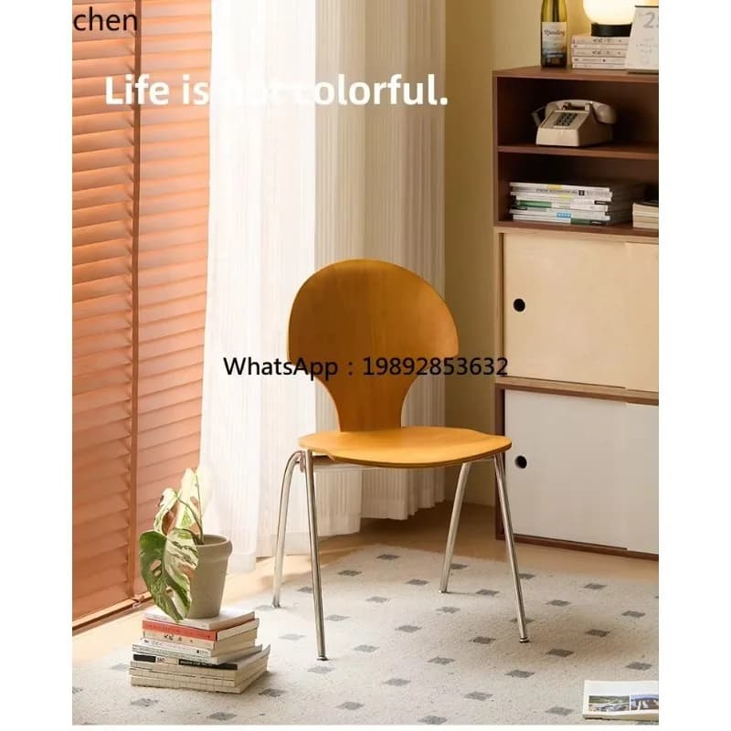 HXL medieval solid wood dining chair retro home stainless steel chair backrest dining table chair