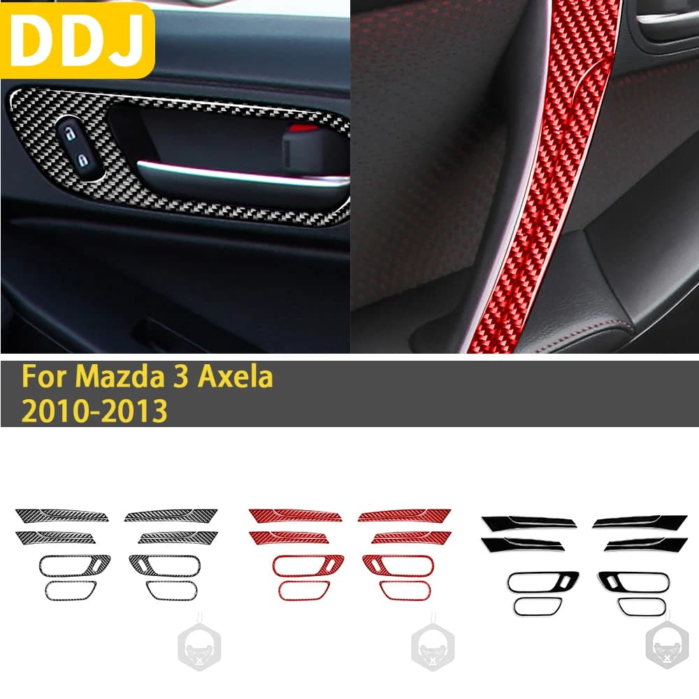 For Mazda 3 Axela 2010 2011 2012 2013 Accessories Interior Carbon Fiber Car Door Trim Protective Door Pull Handle Stickers
